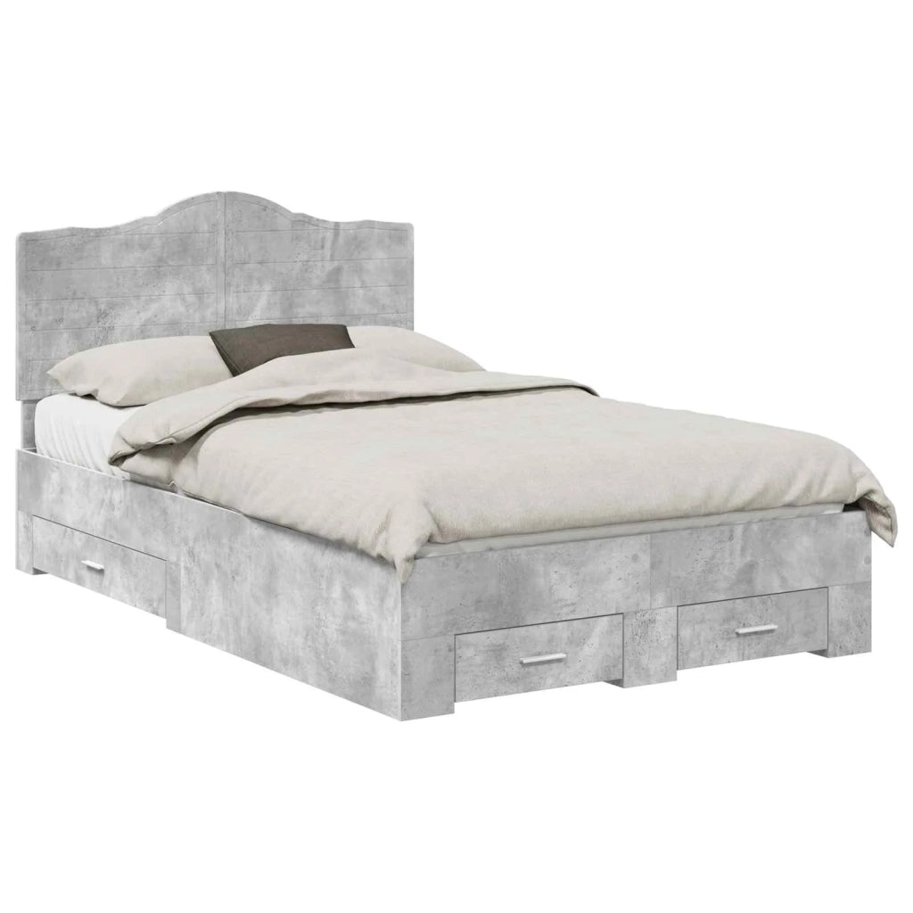 Struttura del letto con testiera-Giroletto con Testiera Grigio cemento 135 x 190 cm 511652
