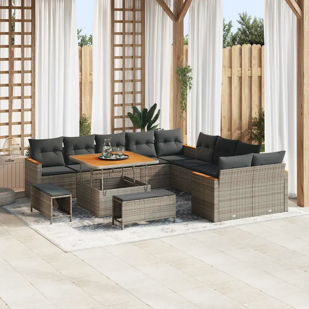 Set Divano da Giardino 13 pcs Grigio polyrattan