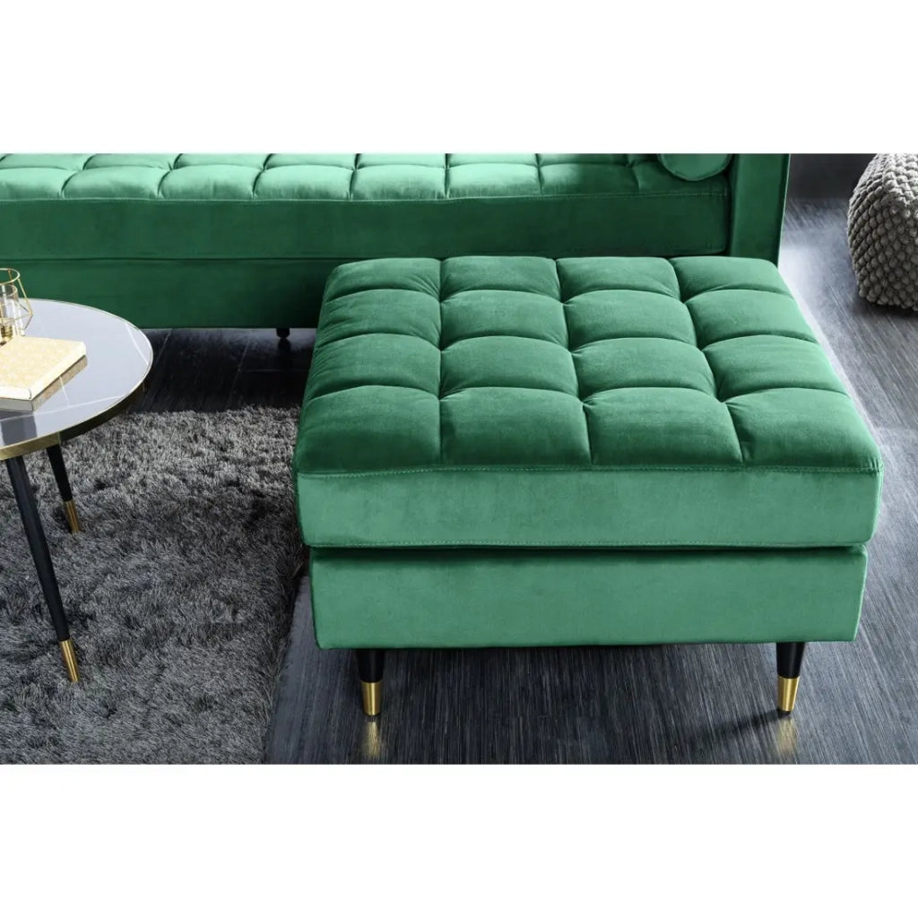 Pouf KOLIRI verde smeraldo – design quadrato in velluto