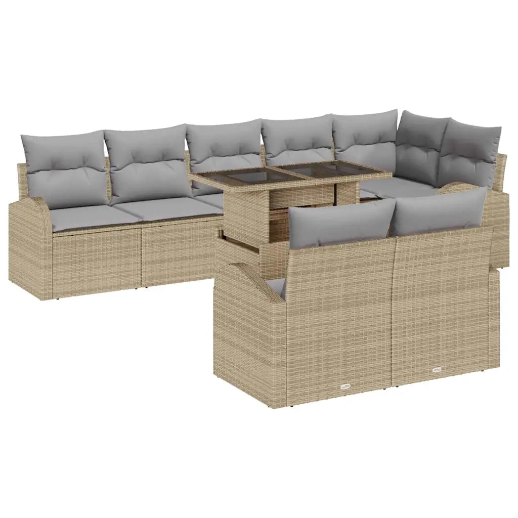 Set Divano da Giardino 9 pcs Beige e Grigio Chiaro polyrattan 3348666