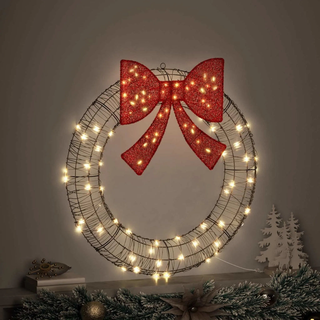 Ghirlanda con 80 LED Bianco caldo 90 x 90 x 9 cm Rattan 42019140