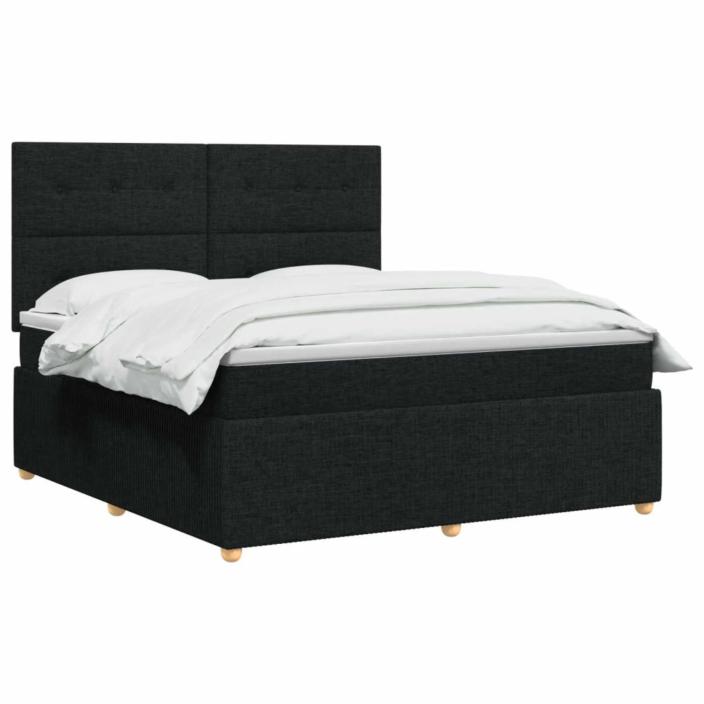 Letto box spring con materasso Nero 180 x 200 cm Tessuto 3454454