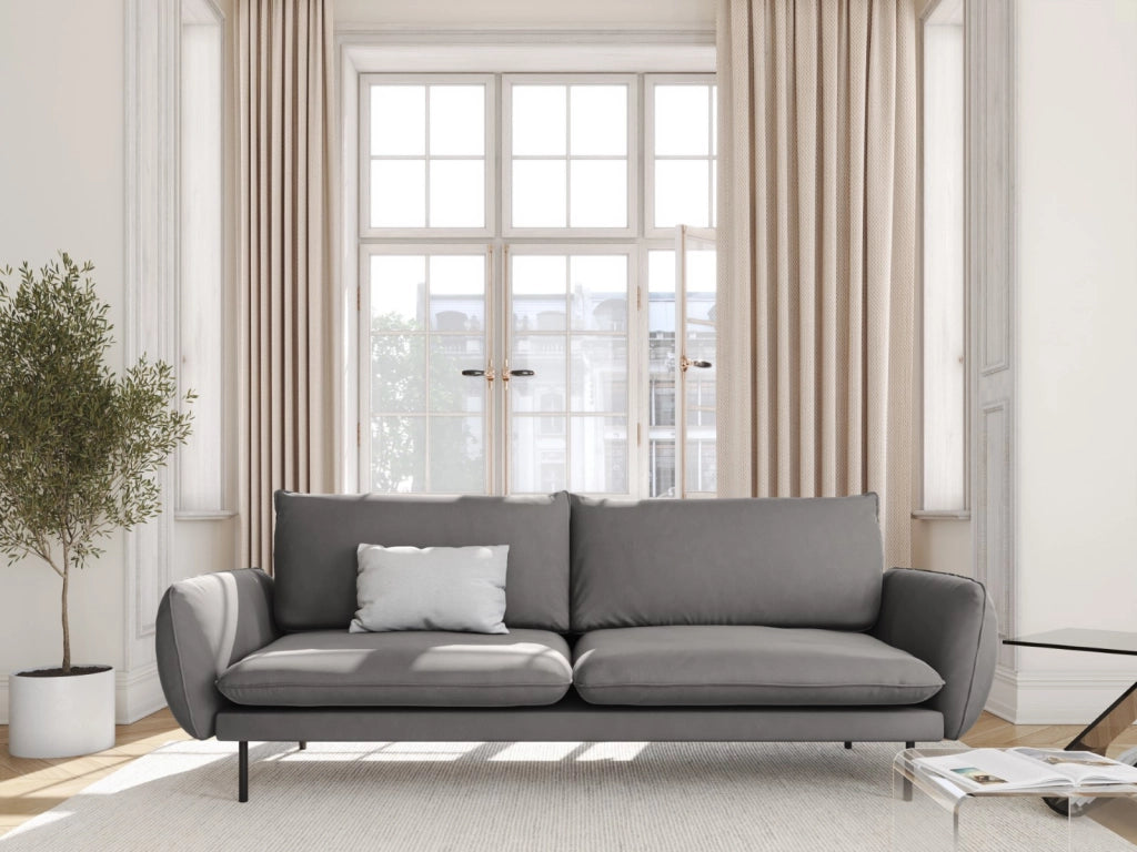 Cosmopolitan Design - Divano "Vienna" 3 posti in velluto grigio chiaro 