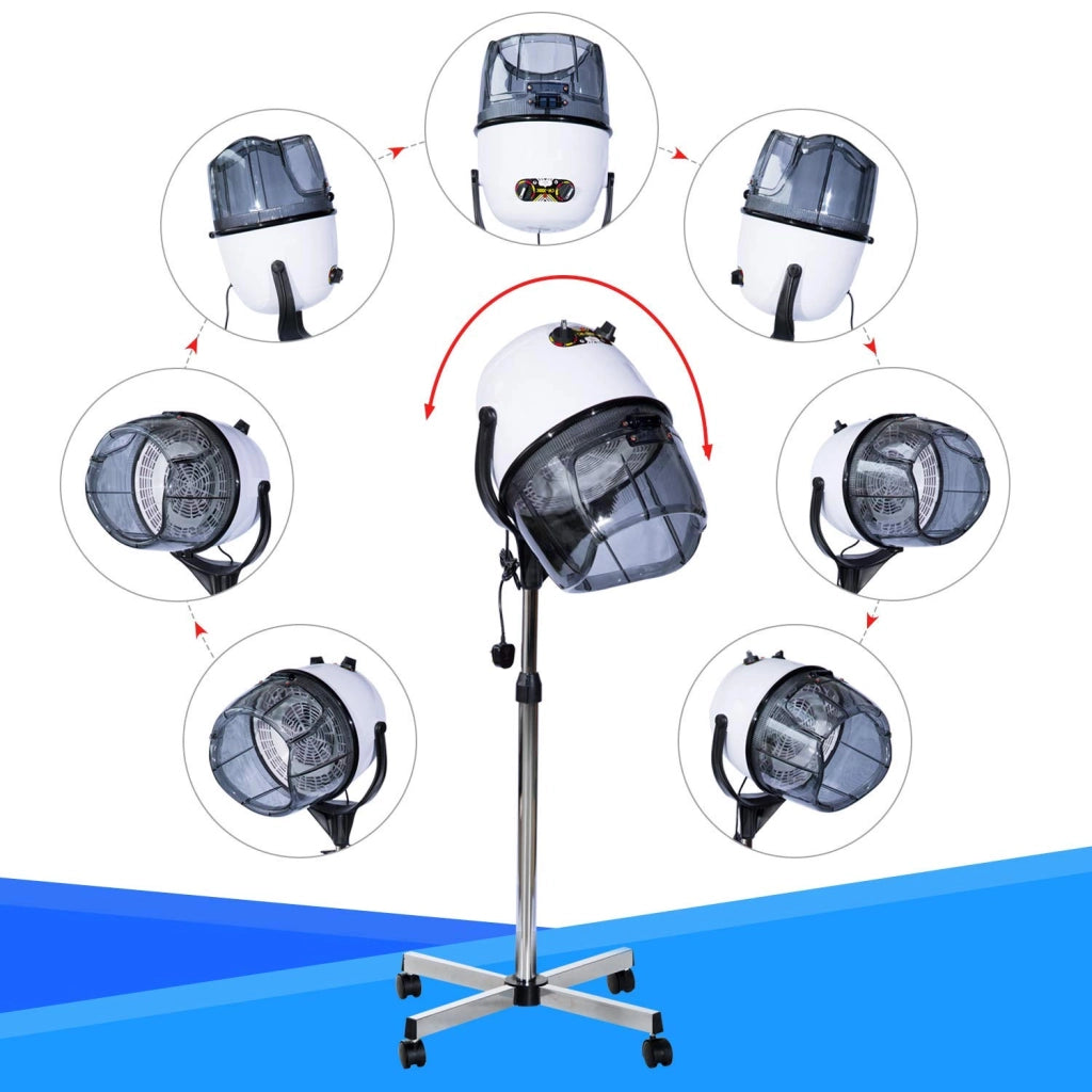 Asciugatore Professionale per Capelli 1180W con Cappa e Ruote ¨C Minimal ¨C Bianco