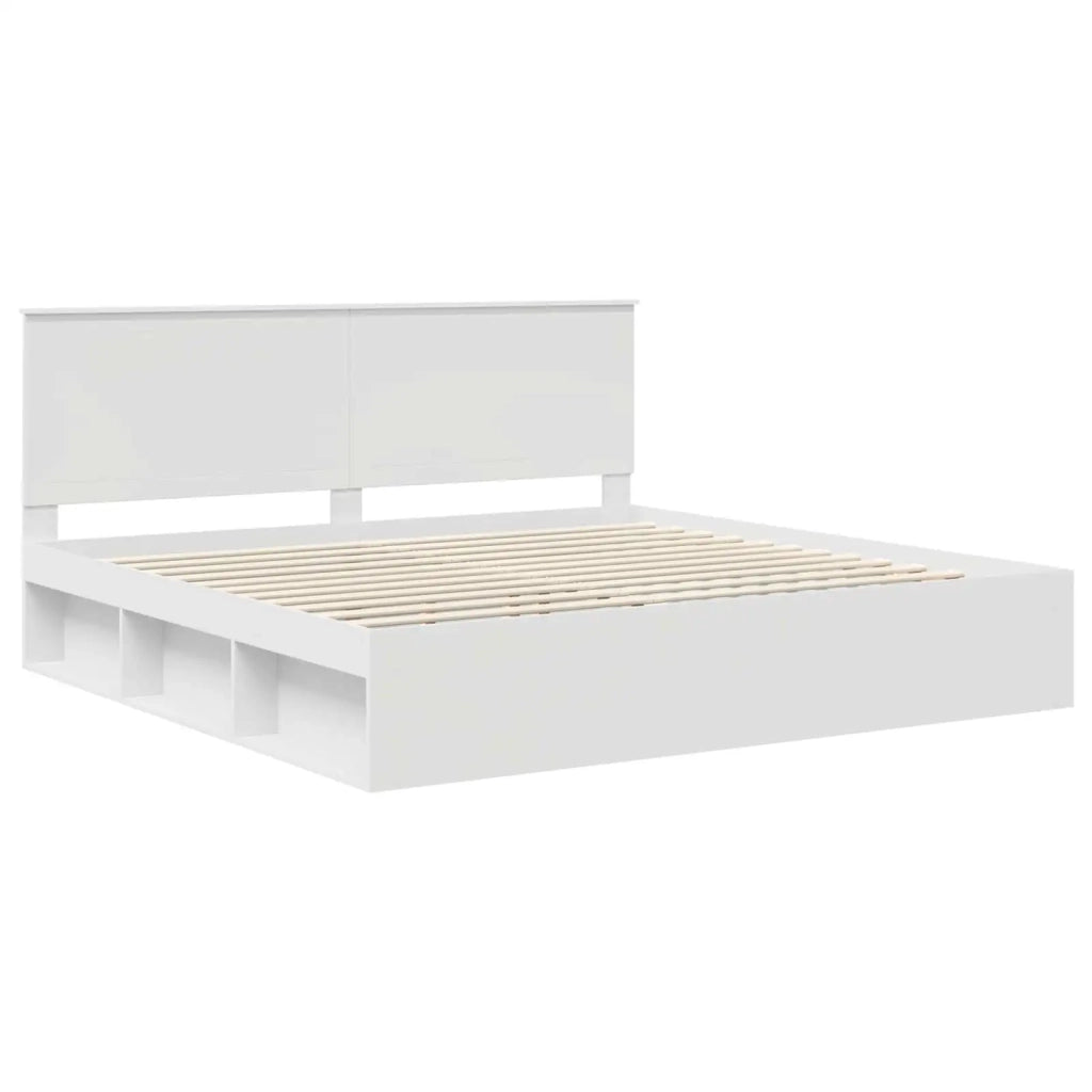 Struttura del letto-Giroletto-Rete del Letto Bianco 200 x 200 cm Pino massello 291644