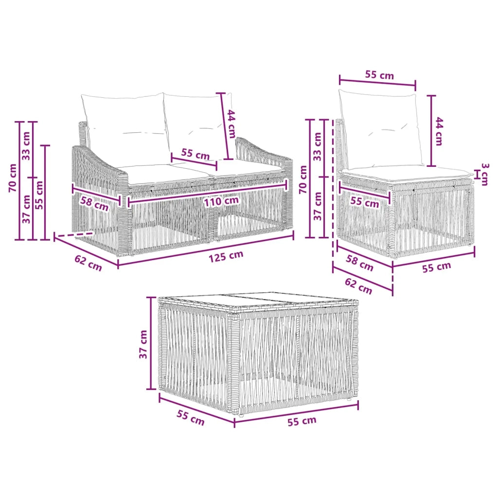 Set Divano da Giardino 6 pcs Beige polyrattan 3435966