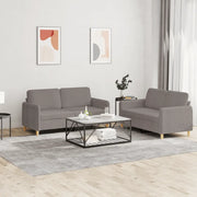 Set di Divani 2 pz con Cuscini Tortora in Tessuto