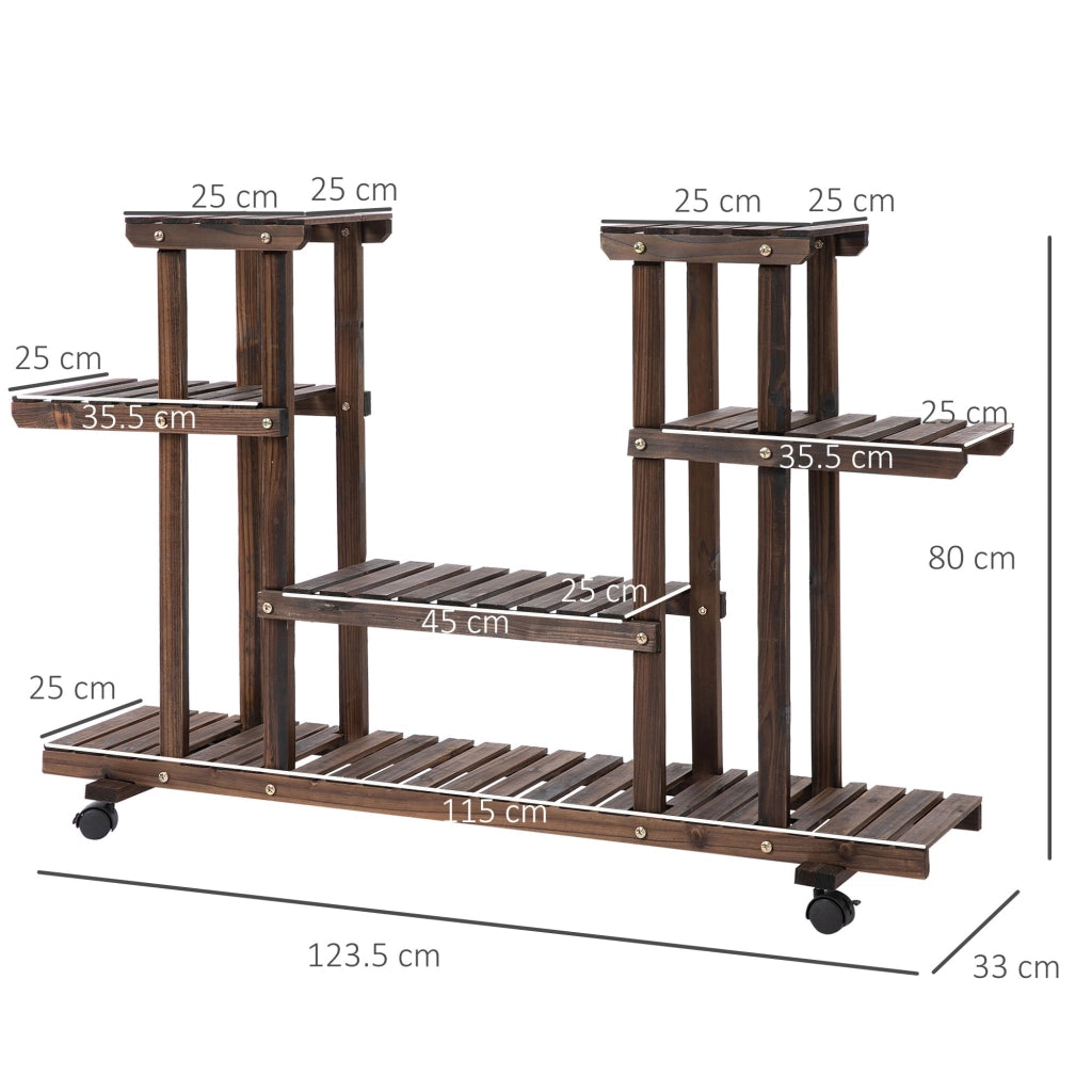 Scaffale Portafiori 4 Livelli ¨C Xylo ¨C Legno con Ruote 123.5x33x80cm