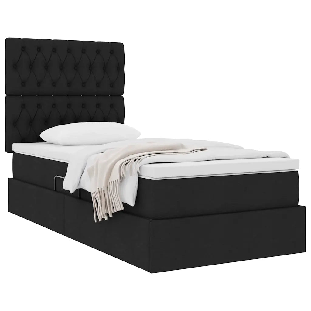 Letto con contenitore e materasso Nero 90 x 190 cm Poliestere