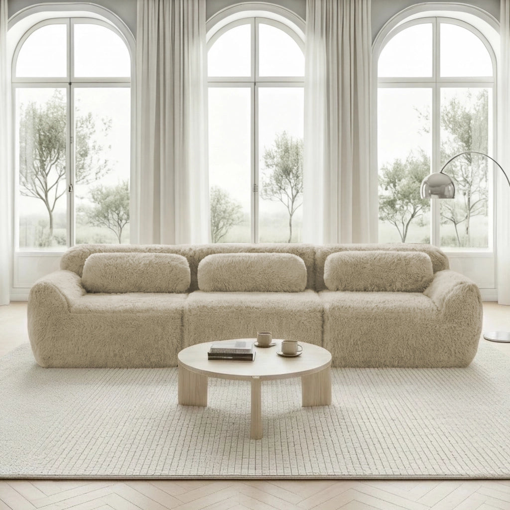 Sofa a 3 posti - Zephmum- Premium peluche modulare, antiscivolo