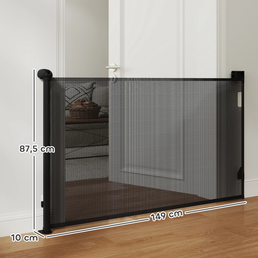 Barriera per Cani Retrattile 0-140 cm ¨C zephmum ¨C Nero