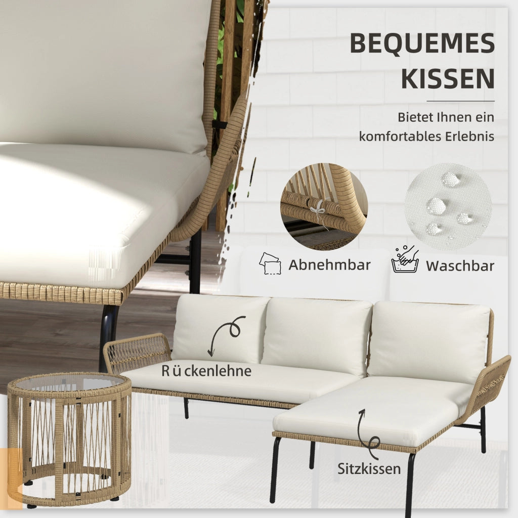 Set salotto da giardino ¨C Xylo ¨C Rattan PE, 122x79x75 cm, naturale e crema