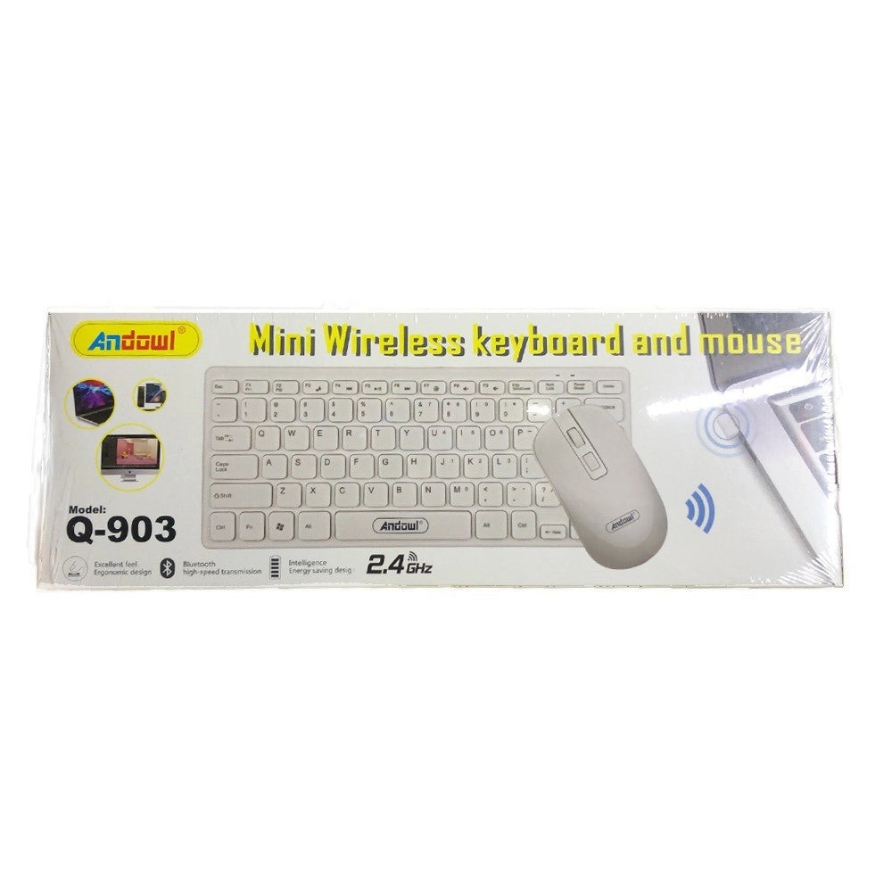 Trade Shop - Set Tastiera Mouse Wireless 3.4ghz Bluetooth Inglese Americano Per Ufficio Q-903 -