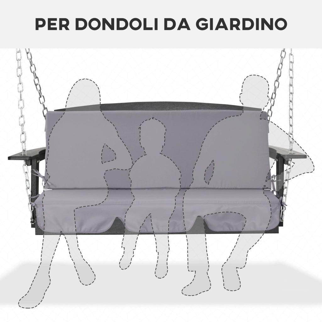 Cuscini da Esterno per Dondolo 3 Posti ¨C zephmum ¨C 2 Pezzi, Grigio, 130x45x5 cm