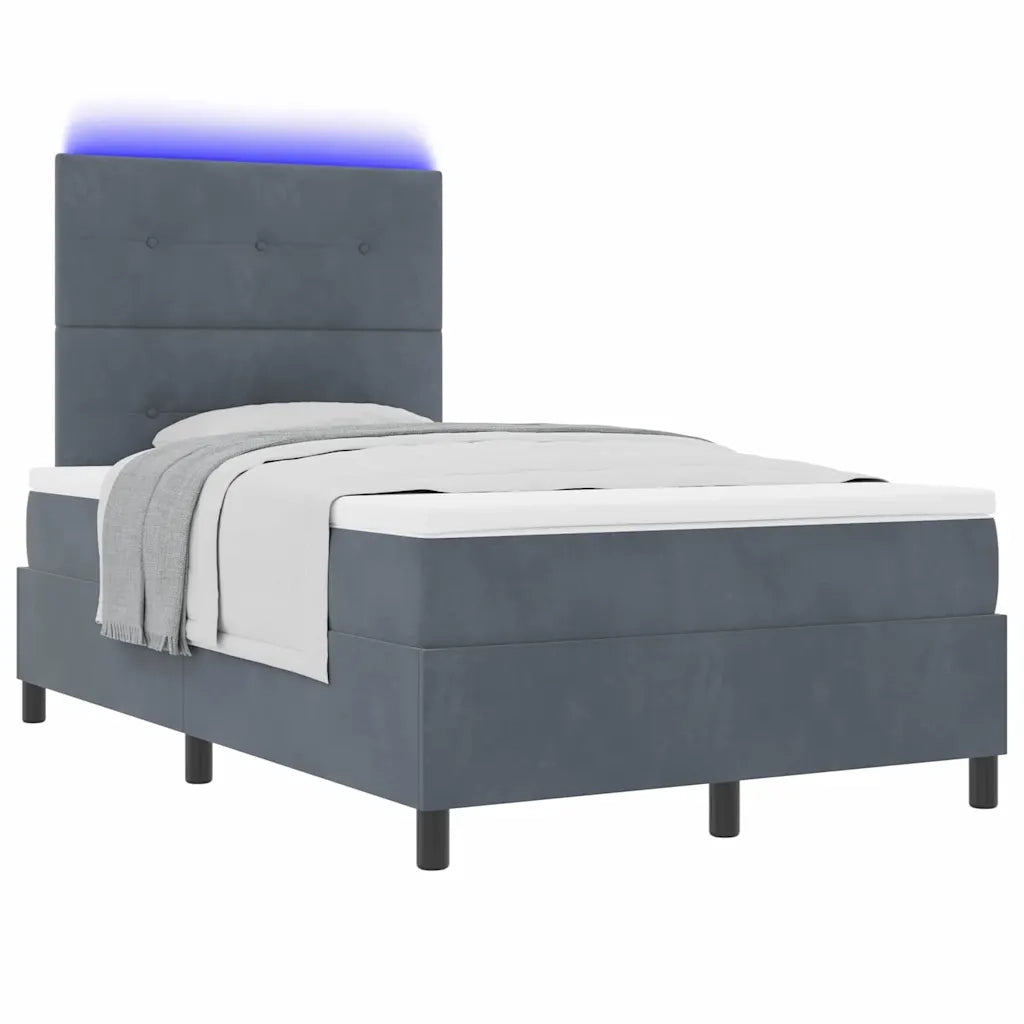 Letto a Sorgente LED Grigio scuro 120 x 200 cm Tessuto