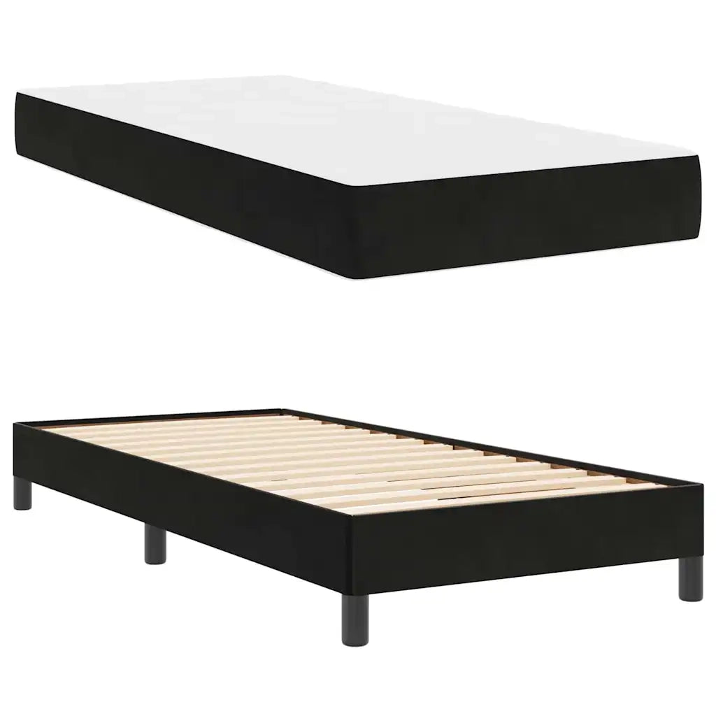 Letto a molle con materasso Nero 100 x 200 cm Tessuto