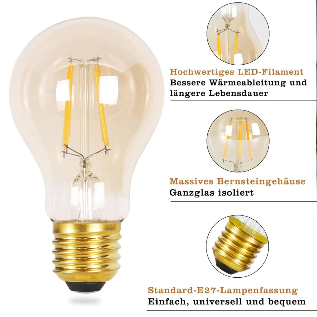 ZMH Bombilla LED A60 Bombilla Edison Vintage 2700K Dormitorio