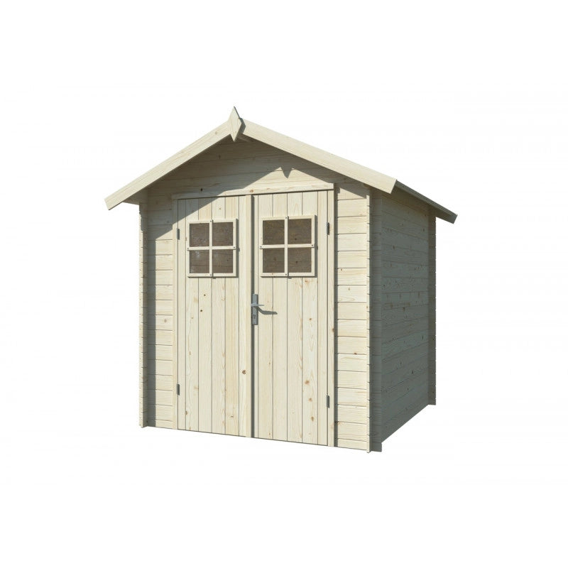 Casetta da giardino in legno 200x200 cm, pareti 19 mm con porta doppia in plexiglass, per ricovero attrezzi esterno compatto - Esterni da Vivere