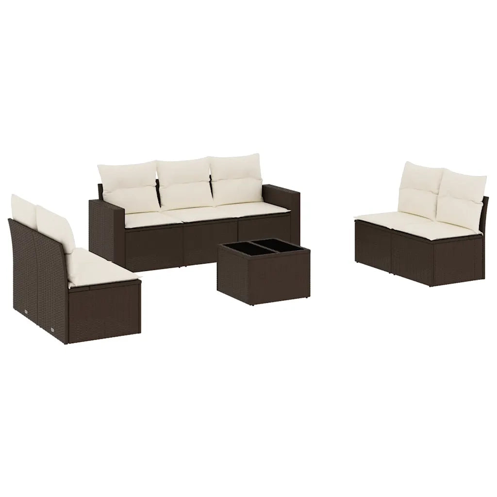 Set Divani da Giardino 8 pz con Cuscini Marrone in Polyrattan 3251180
