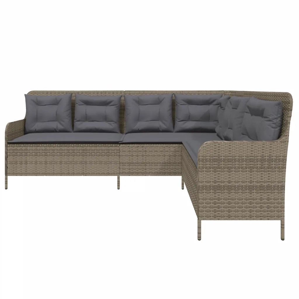 Divano da Giardino con Cuscini a L Grigio in Polyrattan 369002