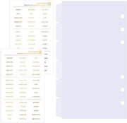 Accessori per organizzatori A6 con 6 schede trasparenti per cartelle e index tabs in plastica rigida