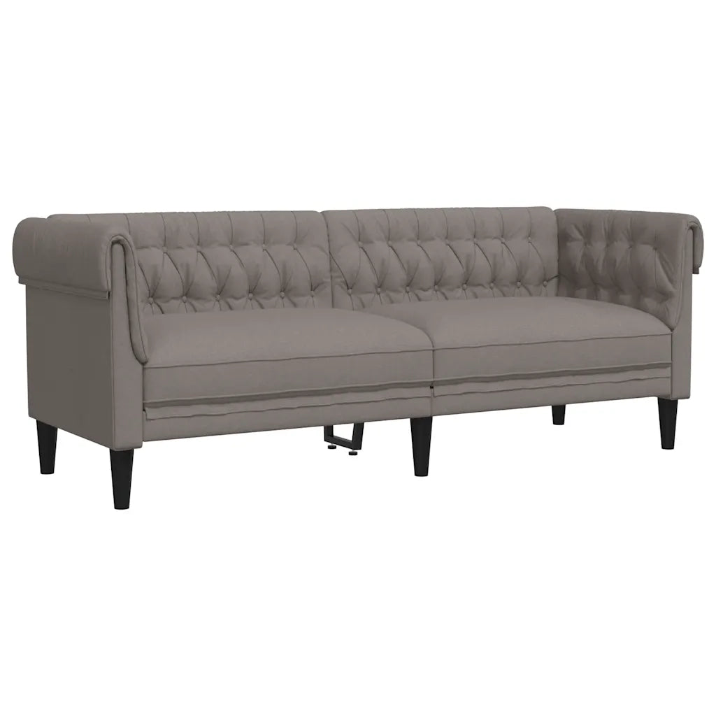 Divano Chesterfield a 3 Posti-Sofa 3 Posti-Divanetto Tortora in Tessuto