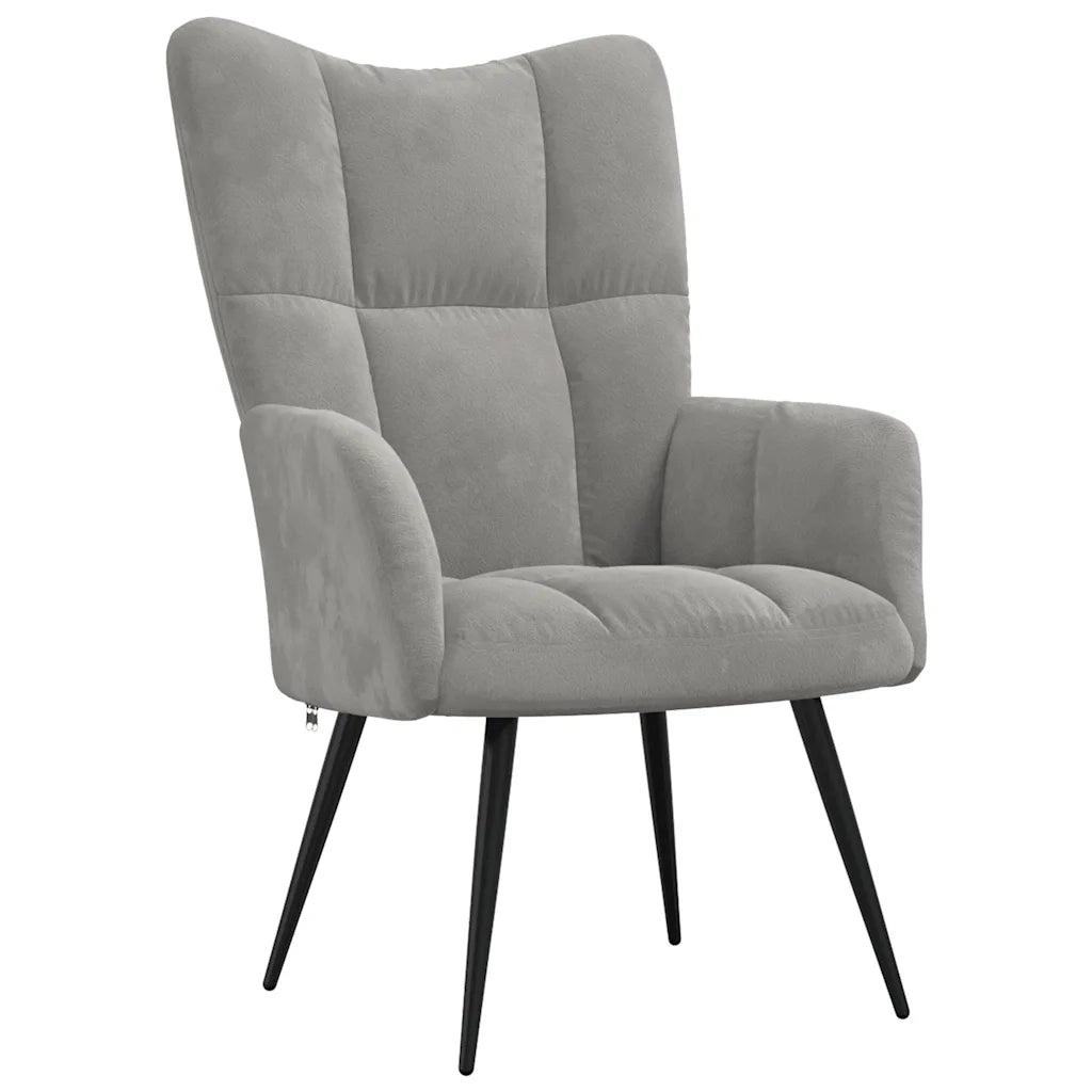 Poltrona | Sedia Relax Grigio Chiaro in Velluto