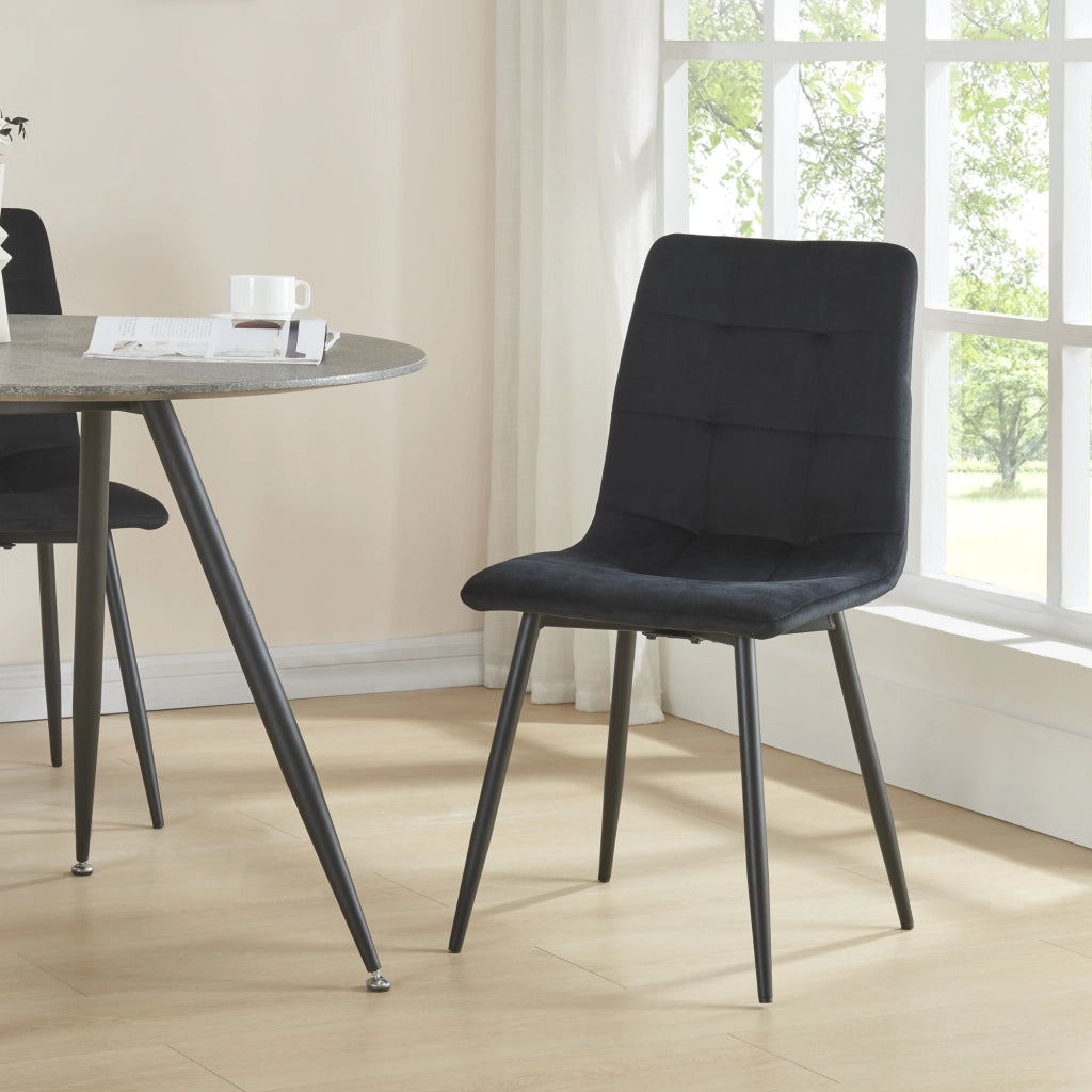 Set Lexnitz di 2 Sedie da Sala Pranzo Effetto Velluto Nero [en.casa]