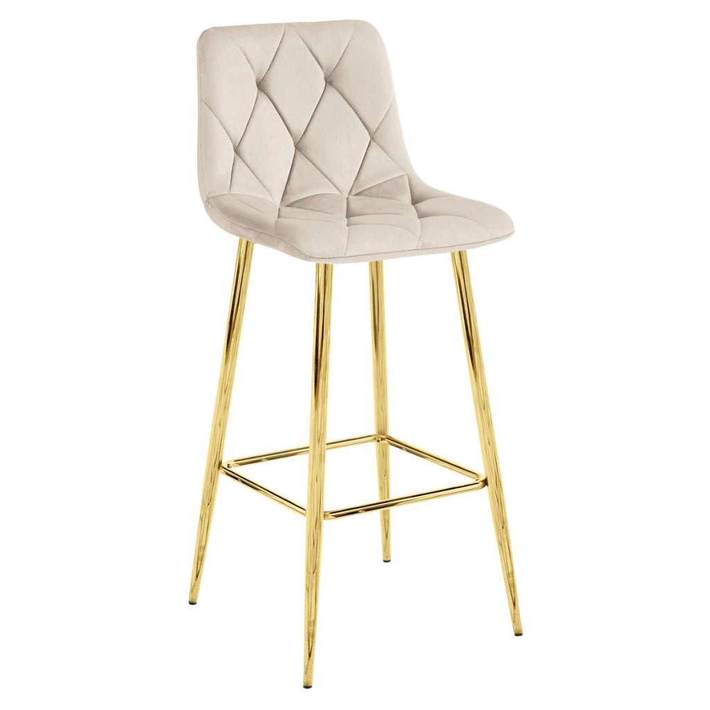 Set di 2 sgabelli bar NADO in velluto beige e gambe oro