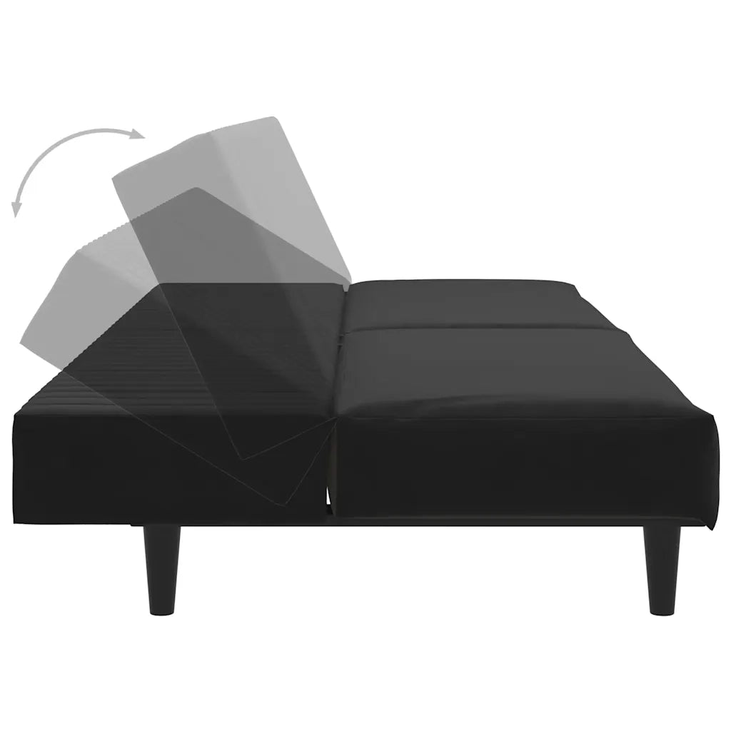 Divano Letto a 2 Posti-Sofa Letto 2 Posti-Daybed Nero in Velluto 321978