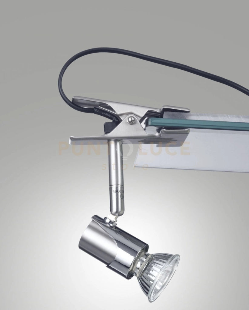 ALICE SPOT 1 LUCE NICHEL SATINATO CON PINZA S/L ATTACCO GU10