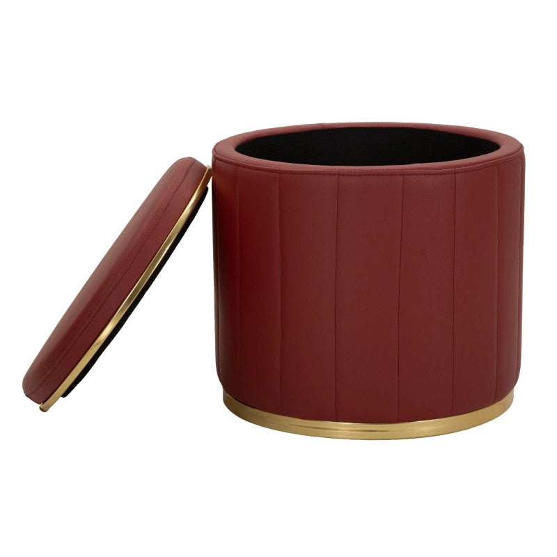 Puff Con Contenitore London Rosso cm ø 46,5x44