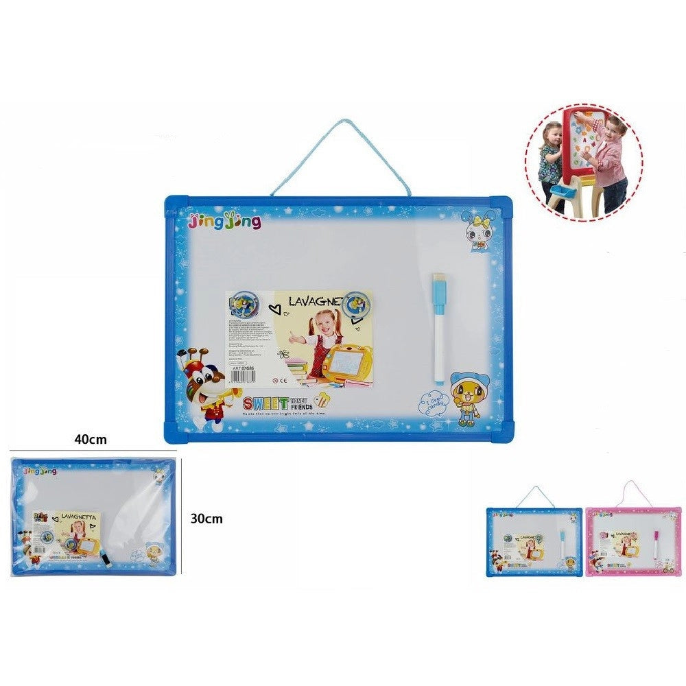 Trade Shop - Lavagna Magnetica Con Cornice In Plastica Per Bambini Con Pennarello Gioco 07686 -