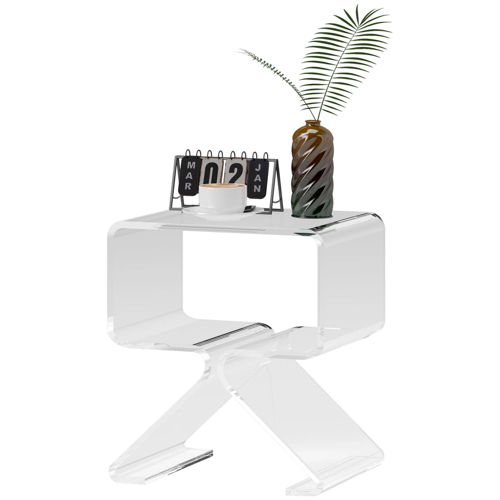 Tavolino da caff¨¨ a 2 livelli geometrico ¨C zephmum ¨C 40x30x45 cm, acrilico, gambe triangolari, trasparente