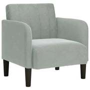 Divano Poltrona | Sedia con Braccioli Grigio Chiaro 54 cm in Velluto