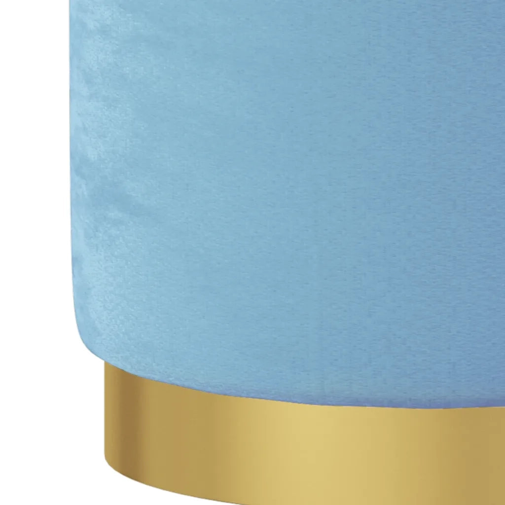 Sgabello Rotondo con Contenitore Azzurro in Velluto 31 x 37 cm 340291