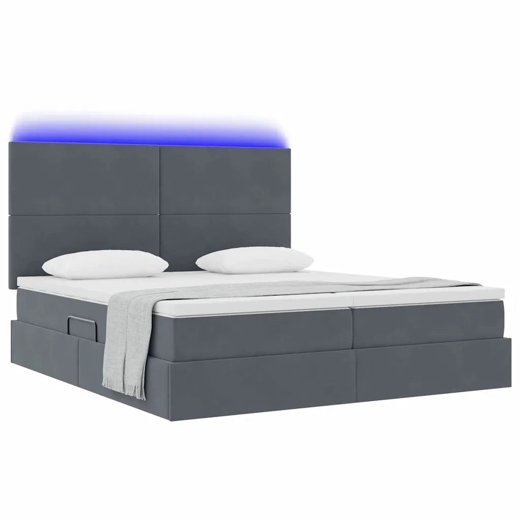 Letto con testiera Grigio scuro 200 x 200 cm Velluto