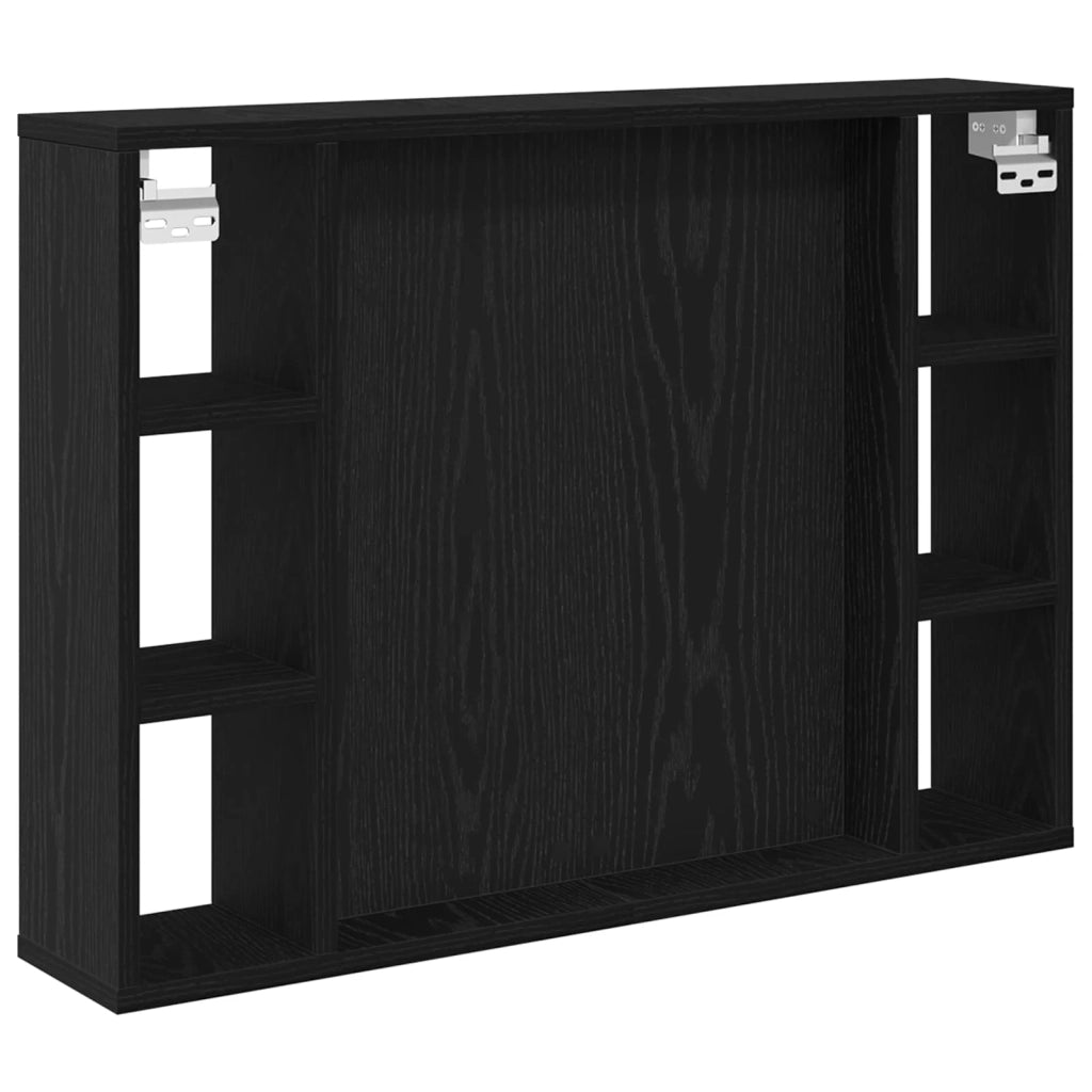 Mobiletto per specchio con specchio Rovere Nero 76 x 15 x 55 cm 862104