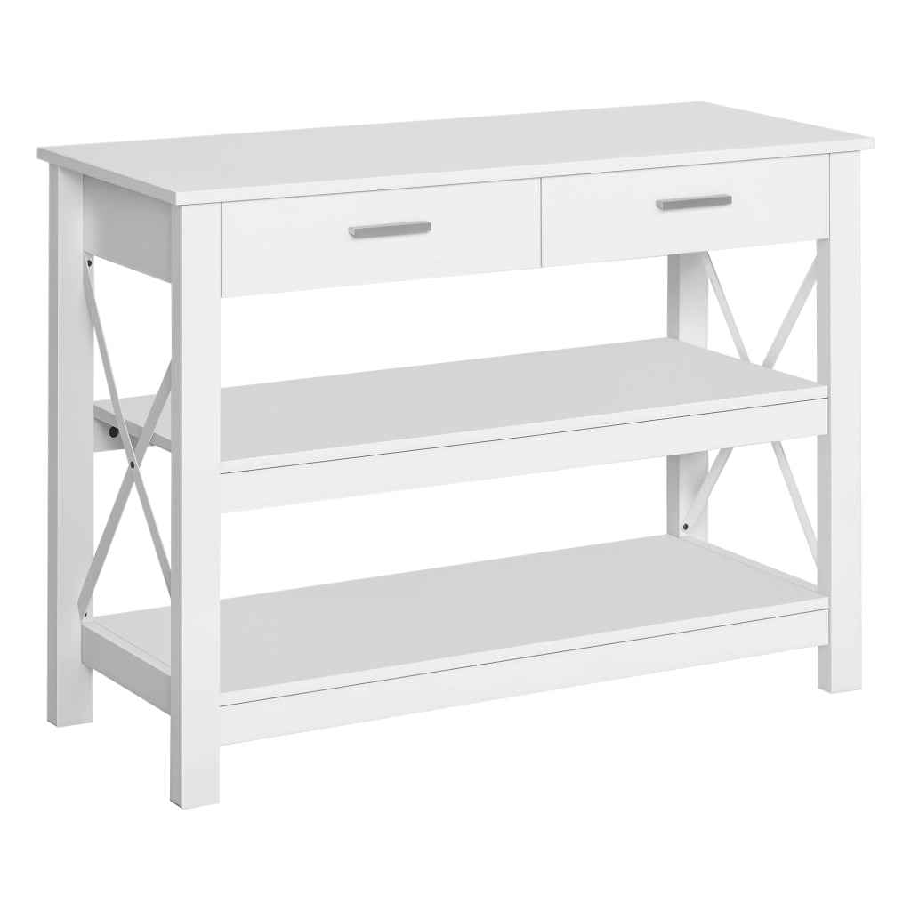 Tavolo console con 2 cassetti e ripiani ¨C Minimal ¨C Bianco 105x40x76 cm