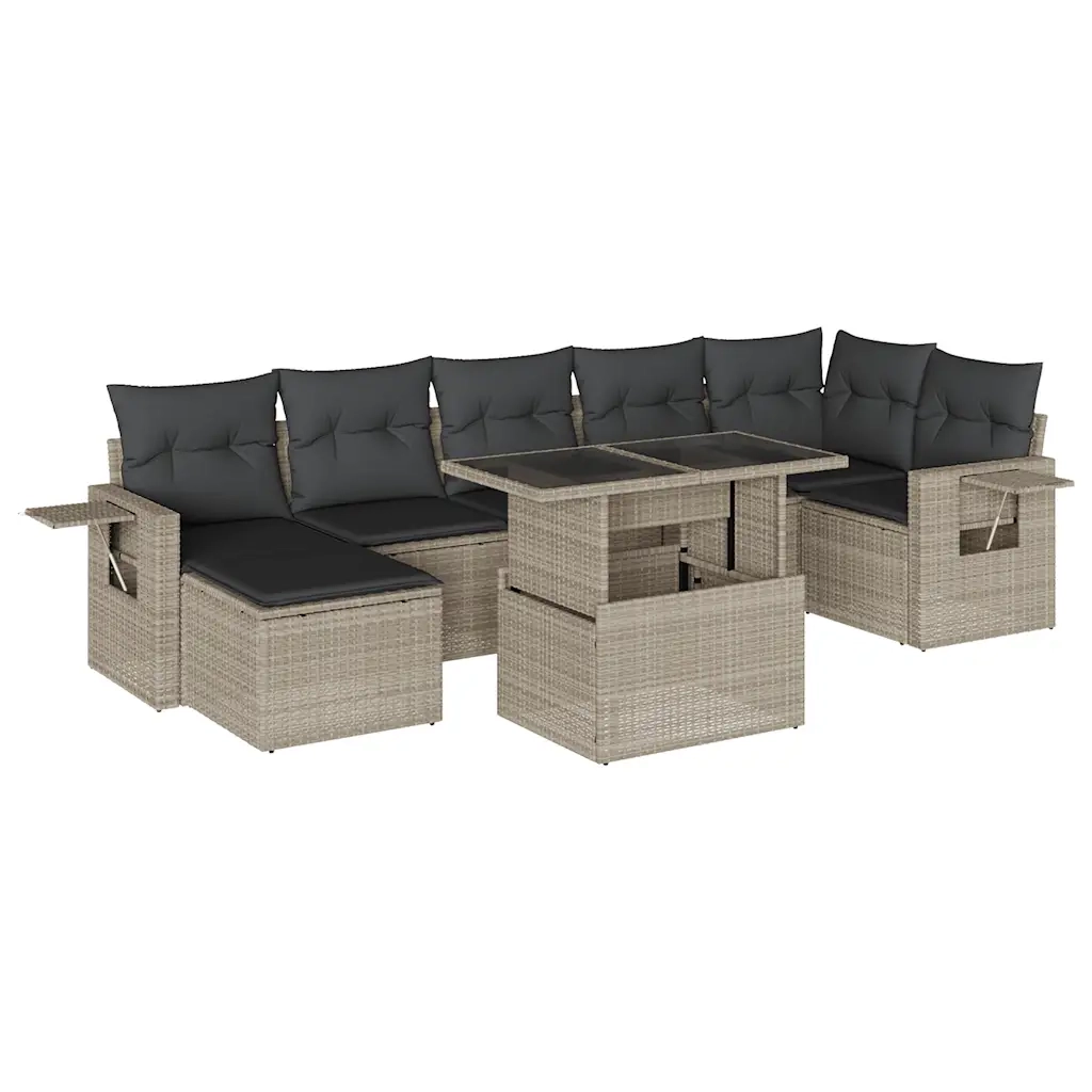 Set Divano da Giardino 8pz con Cuscini Grigio Chiaro Polyrattan 3268062