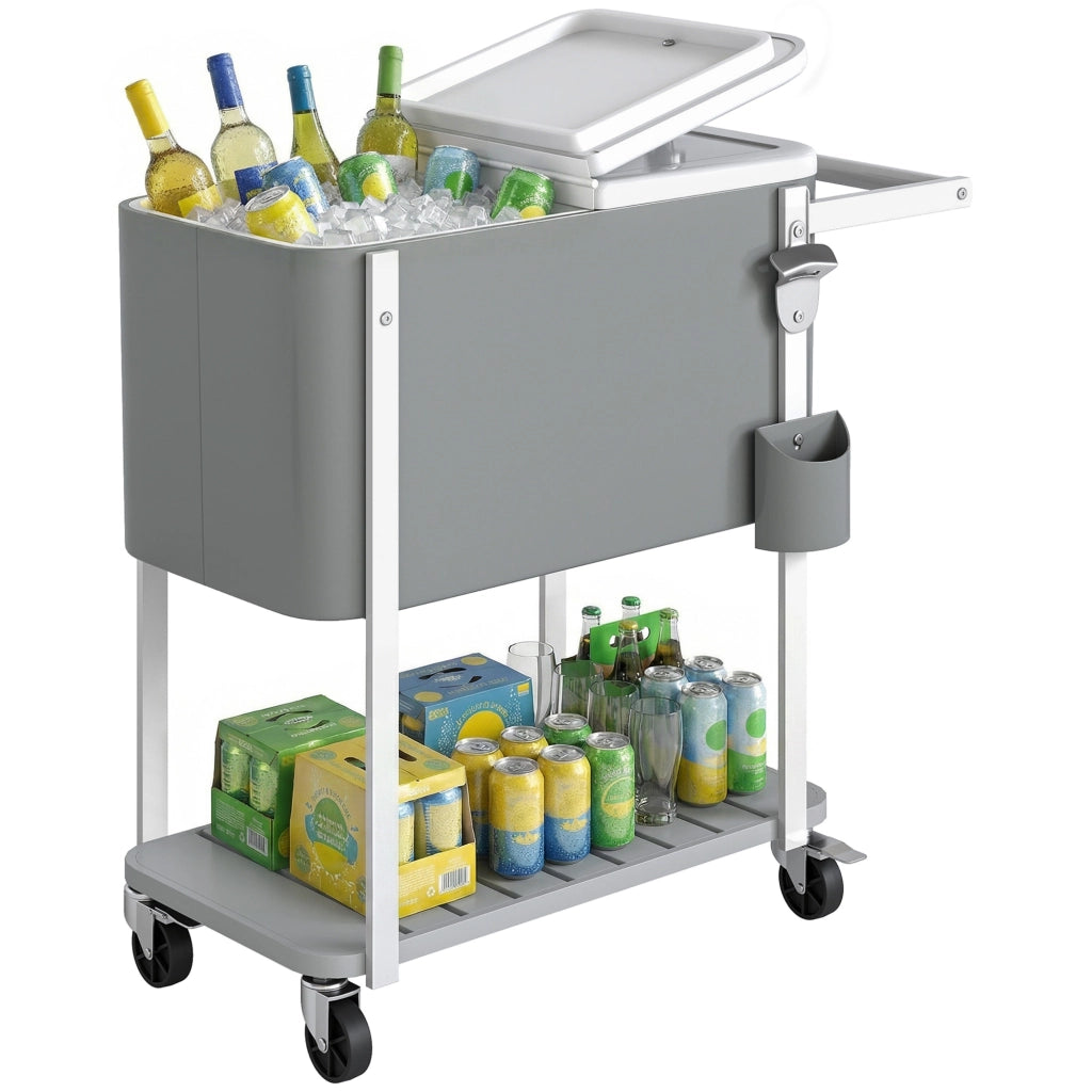 Carrello per Bevande con Rulli ¨C Minimal ¨C Grigio 84x38x83 cm