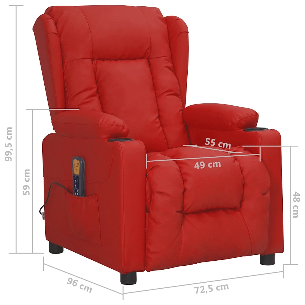 Poltrona Massaggiante | Sedia Relax Rosso Vino in Similpelle