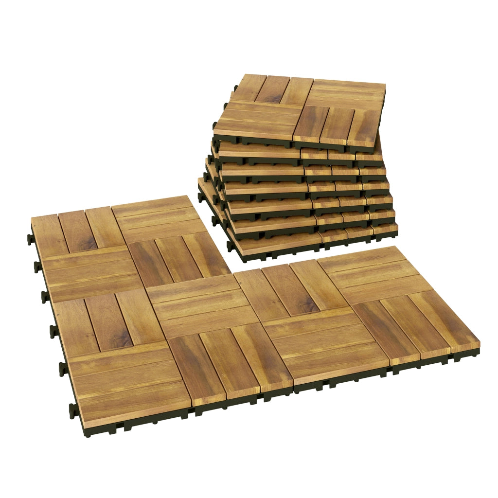Set 10 Pezzi Tavole Parquet Giardino 31x31 cm ¨C Minimal ¨C Legno Naturale 0.91 m2