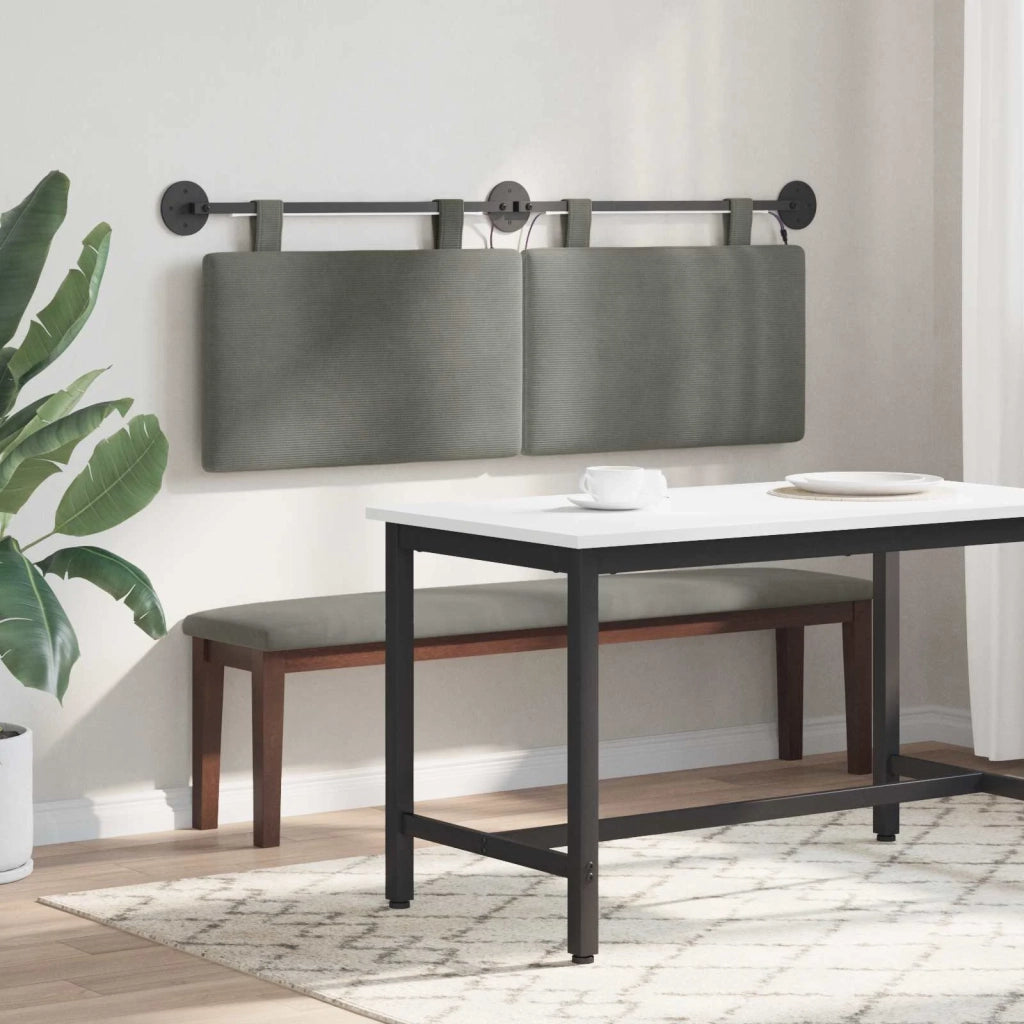 Testiera | Testata sospesa Con luce LED Grigio Chiaro Tessuto in Cords