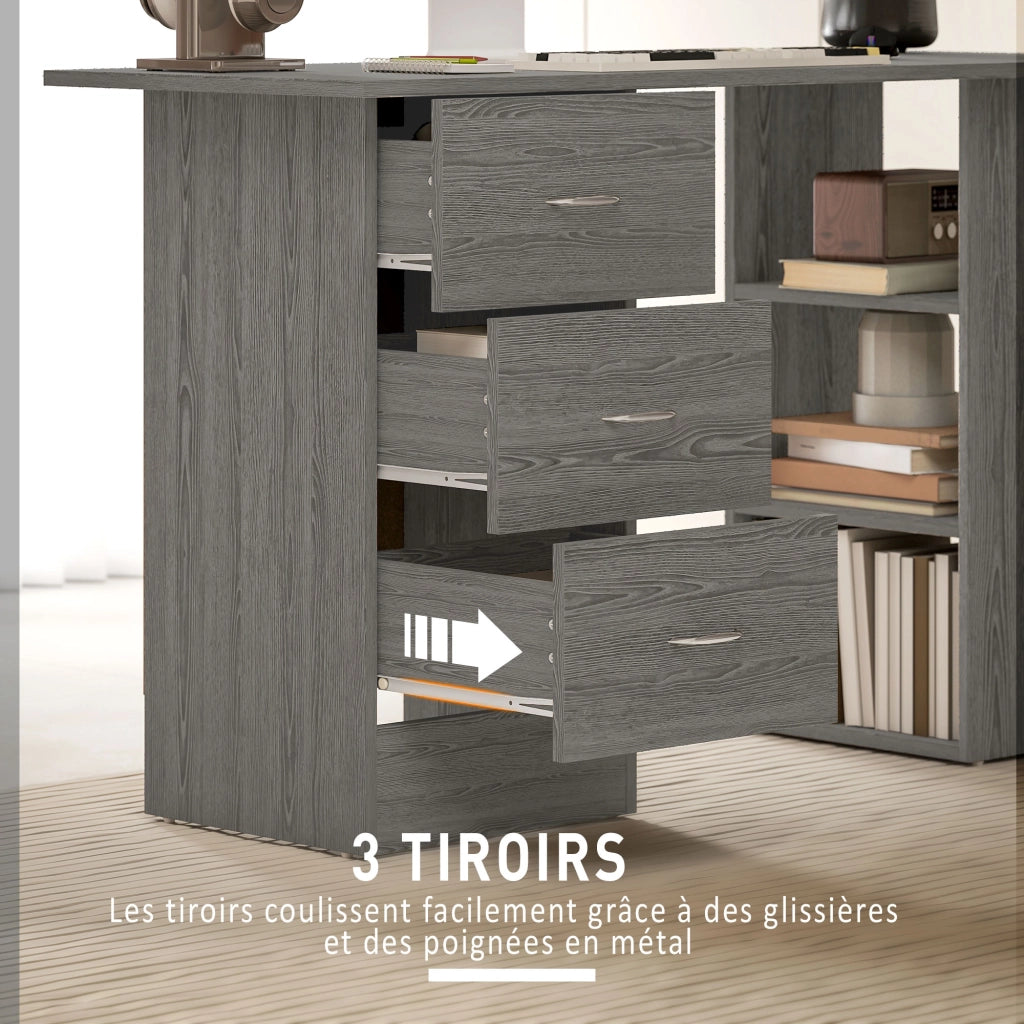 Scrivania per computer con cassetti e ripiani ¨C Minimal ¨C Grigio 120x49x72 cm