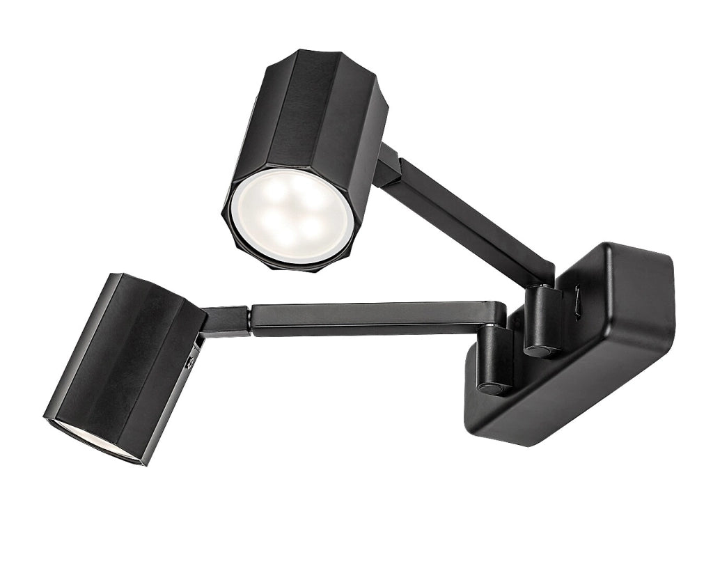 Applique Rabalux Karter nera doppia orientabile 2xGU10