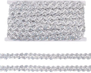 Paillettenlint Argento - 15 Yards - 2,5 cm di Larghezza - Sint-Jakobsschelp Bordatura - Lint Decorativo - Finitura Lucida - Lint Decorativo con Pailletti