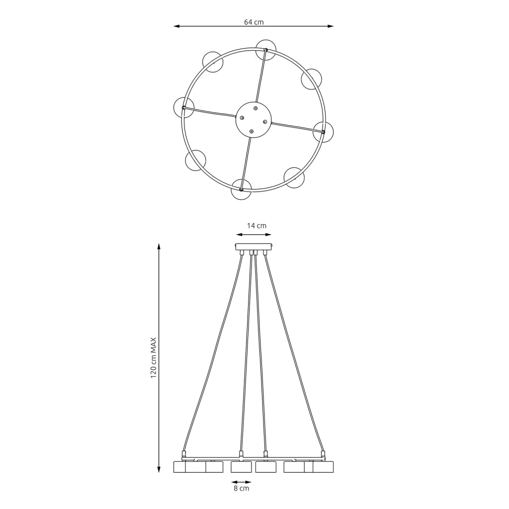 Lampadario Moderno 8 Luci Odin In Acciaio Bianco Ad Anello E Cilindri