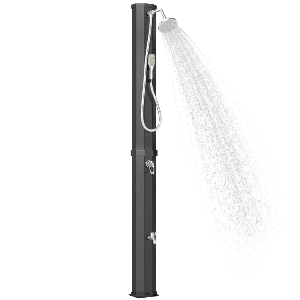 Doccia Solare 60L, Doccia da Giardino Esterno con 2 Soffioni Riscaldata