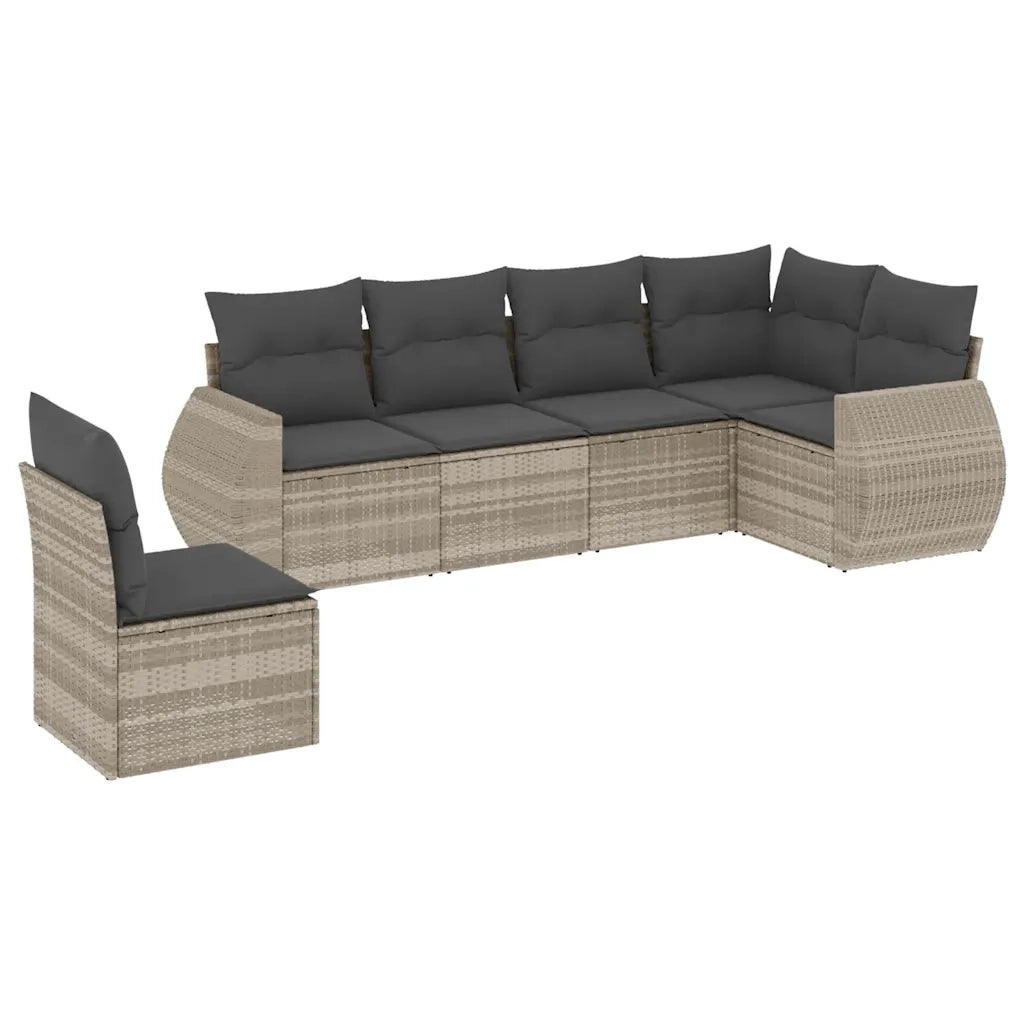 Set Divano da Giardino 6pz con Cuscini Grigio Chiaro Polyrattan 3221431